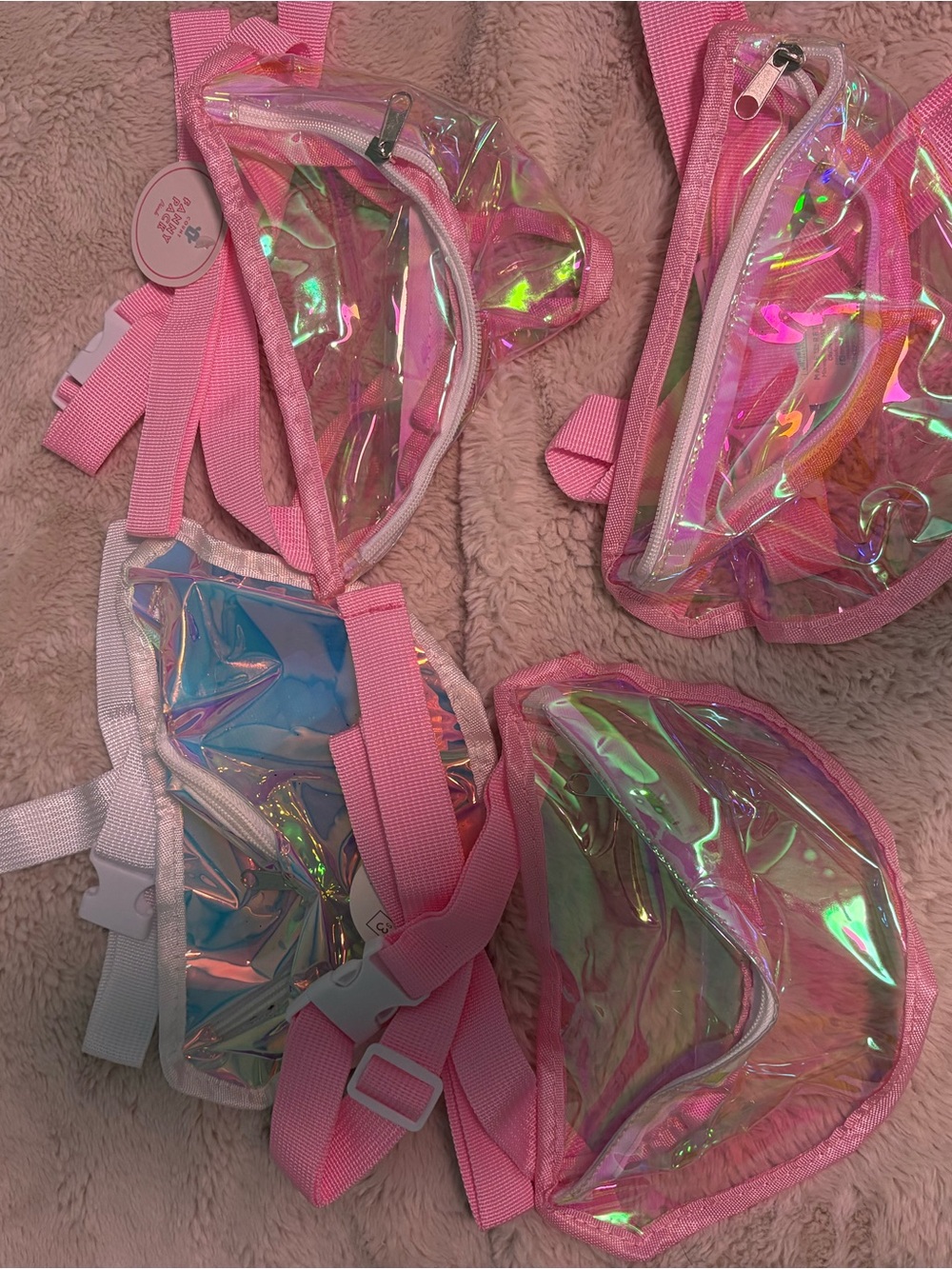Pink Iridescent Clear Fanny Pack - Holographic Festival Belt Bag